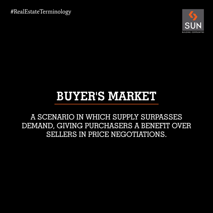 #RealEstateTerminology

#Buyersmarket - The term applies to any type of market in which there is more product available than there are people who want to buy it.
