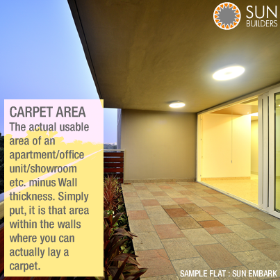 Sun Builders Group brings you the expertise on real estate terminology. Today's word: Carpet Area.

#RealEstate #Ahmedabad #Flats #Apartments