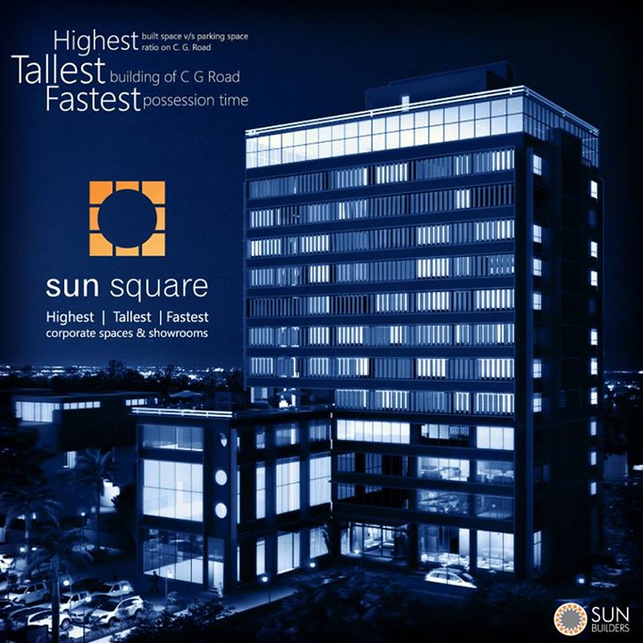 Presenting the latest corporate landmark in Ahmedabad, India - Sun Square by Sun Builders Group. Sun Square offers premium corporate spaces and showrooms and is the Tallest building on Ahmedabad's iconic CG Road. Visit http://bit.ly/1eh0F7t or Call +91 79 30111000 for details.