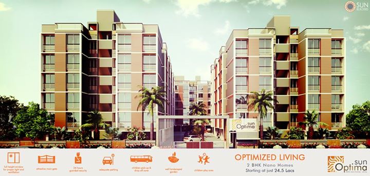 Sun Builders Group presents Sun Optima - 2 BHK Nano Homes located just a 7 minute drive from S.G. Highway. Starting at just Rs. 24.5 Lacs. 
For details visit http://is.gd/RyMnST or call us on +91 830 666 4888.