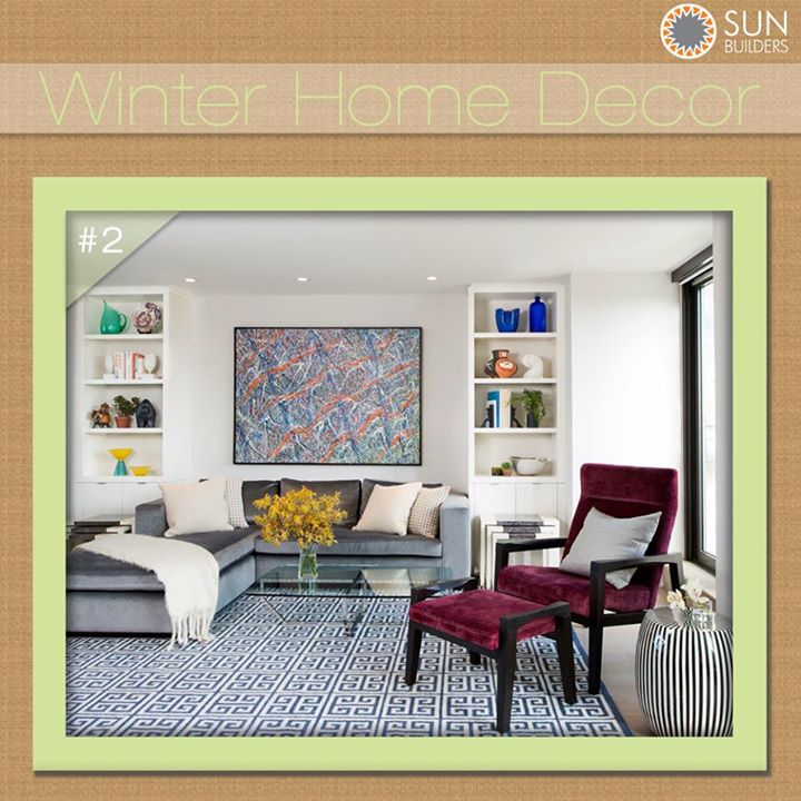 Tile floors can make your home feel cold in the #winter. We suggest an #area #rug that'll fill your main seating area with color and adds warmth and texture underfoot. For a unique style statement, try layering one rug on top of another to add more visual interest.