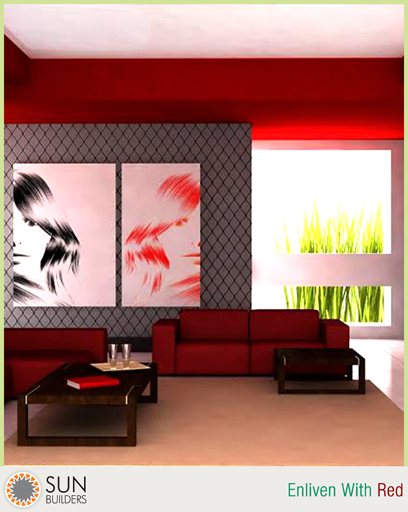 The color Red portrays the most drama and emotion of the three primary colors. Known to enliven interiors by creating excitement, warmth and elegance, use red in areas you require its energizing quality. #homedecor