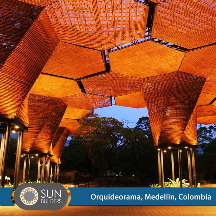 The Orquideorama in Columbia, with its design seamlessly blends architecture with the existing Medellin botanical gardens and resembles a bouquet of giant wooden flowers that stretch more than fifty feet into the air forming a large canopy for patrons to enjoy. #Amazing #Architecture