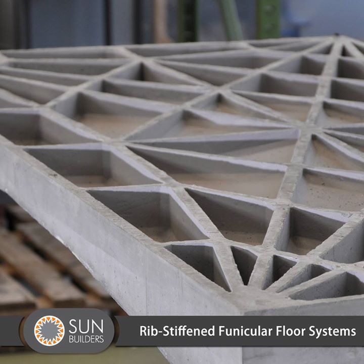 The Rib-stiffened funicular floors are said to save more than 70% of weight compared to traditional concrete floor slabs used for framed buildings. This not only lowers requirements for the foundations but also enables lightweight building extensions and a reduction of total floor height. #innovative #construction
