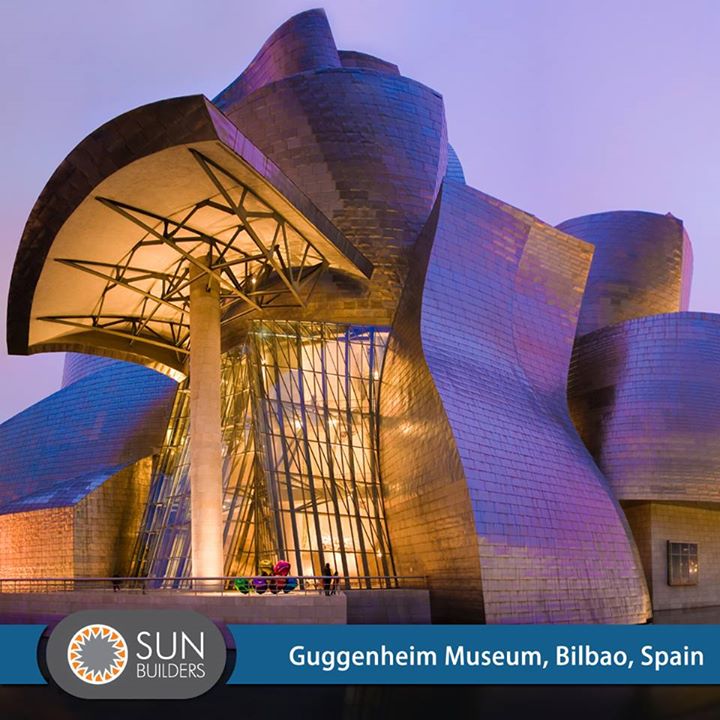 The Guggenheim Museum in Spain is a fusion of complex, swirling forms and captivating materiality that responds to an intricate program and an industrial urban context. #Amazing #Architecture
