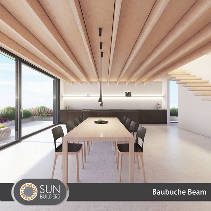 Baubuche beams are exceptionally strong, making them ideal for slim structures with large spans and can be used as table tops or cladding for walls, ceilings and floors that are as hard as industrial flooring. #innovative #construction