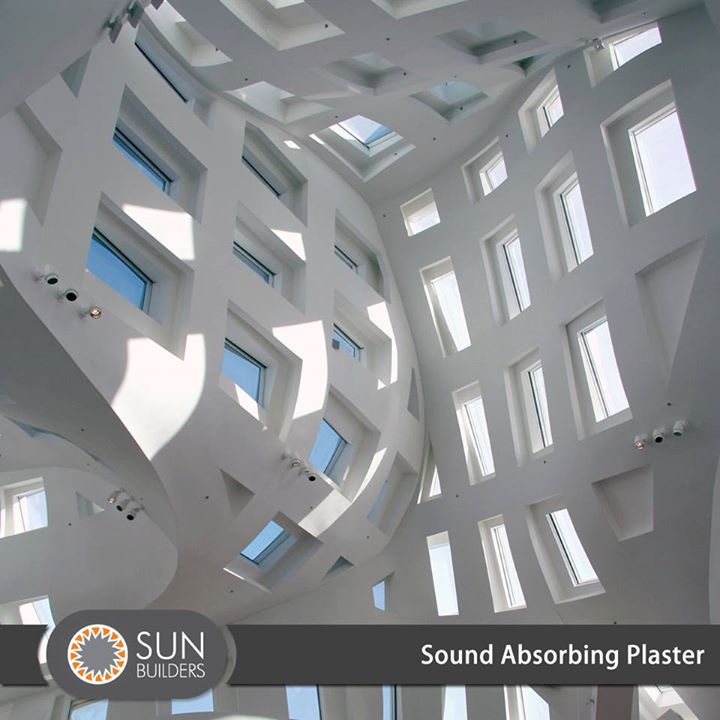 Sound absorbing plaster can be applied to flat, curved, compound curved or domed surfaces and is easily repairable apart from being mold, moisture and mildew resistant. #innovative #construction