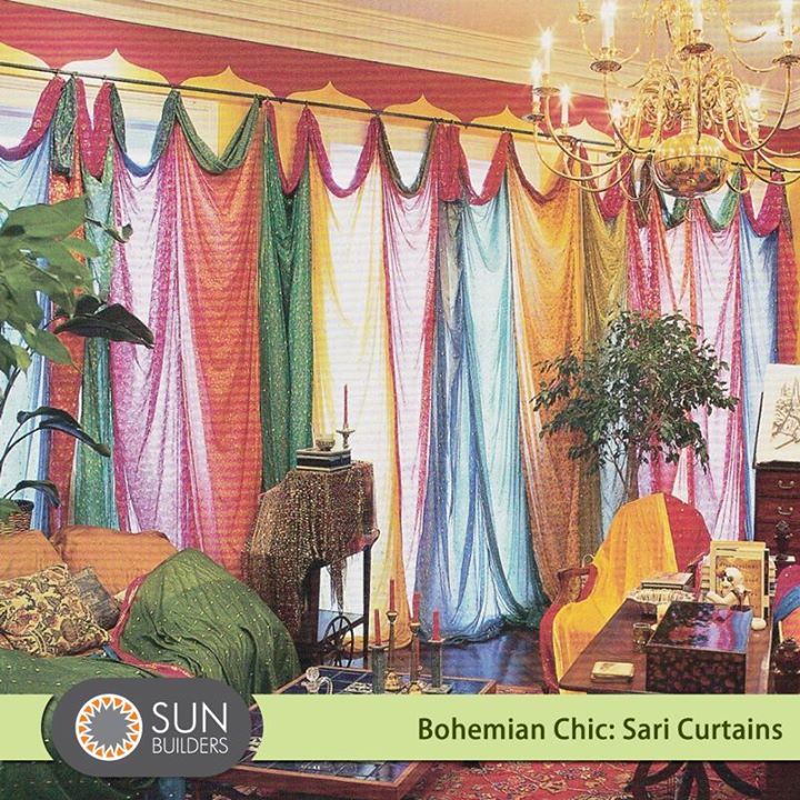 Silk sari curtains in your living room will get you that vibrant charm you're looking for. #winter #home #decor