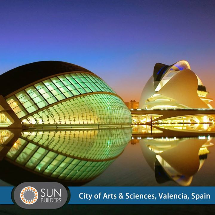 Designed by Santiago Calatrava and Felix Candela, The City of Arts and Sciences, an entertainment-based cultural and architectural complex, is the most important modern tourist landmark in the Spanish city of Valencia. #Landmark #Architecture