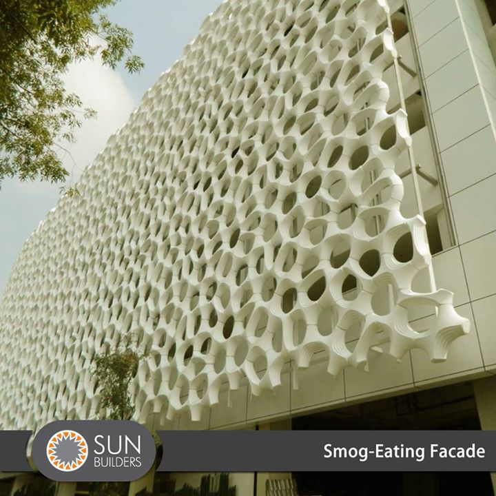 Titanium Dioxide coated facades remove vehicle emitted nitrogen oxides and improve air quality. #Sustainability #Pollution #Innovation