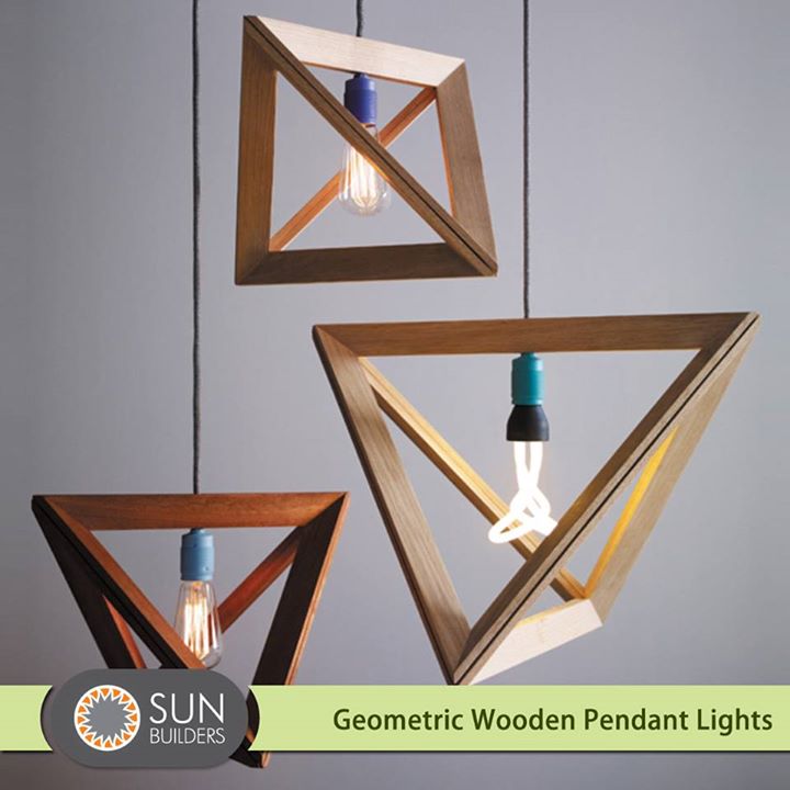 Geometric decor accents are definitely in this season. Add a touch of contemporary glamour to your interiors with geometric wooden pendant lights. #Geometric #Decor #Style