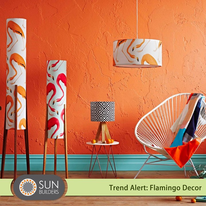 Flamingo prints are a big decor rage this season. Easily incorporate them into your home with easy to change accessories like lamp shades and wall prints. #Decor #Style #Interior