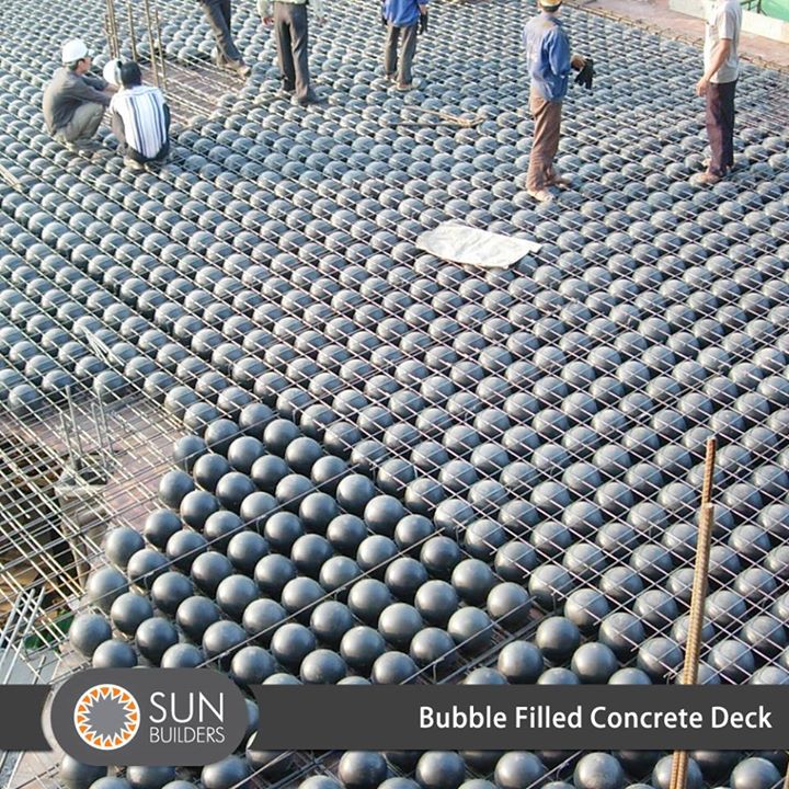 Bubble filled concrete deck is a biaxial, structural-slab floor system that supplants concrete in floor slabs with hollow plastic spheres to reduce the weight of the slab by as much as 35% without any loss of strength. #Innovation #Sustainable #Construction