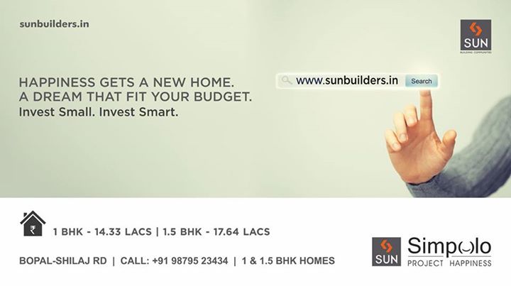 Presenting Sun Simpolo, smart 1-1.5 BHK homes by Sun Builders Group in the thriving location of Bopal Shilaj Road. 
Invest once, but invest smart. 

#SunSimpolo #ProjectHappiness

Book your happiness here: http://goo.gl/ebP3Ul