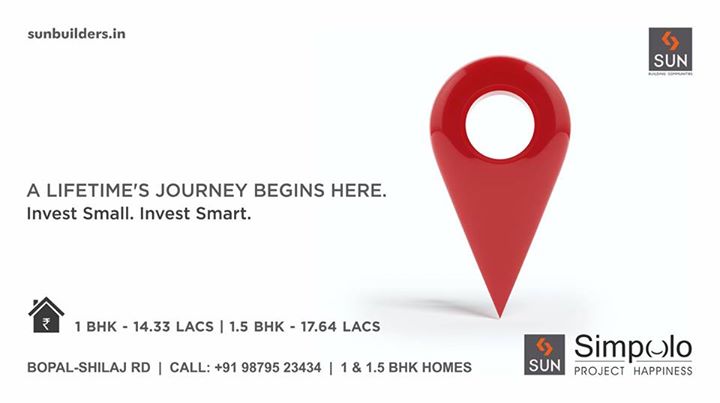 Your journey towards happiness begins from here. Our Project Happiness is all set to carve your way to a lifetime of happiness with Sun Simpolo, 1 and 1.5 BHK smart homes. 

#SunSimpolo #ProjectHappiness

Inquire here: http://goo.gl/ebP3Ul