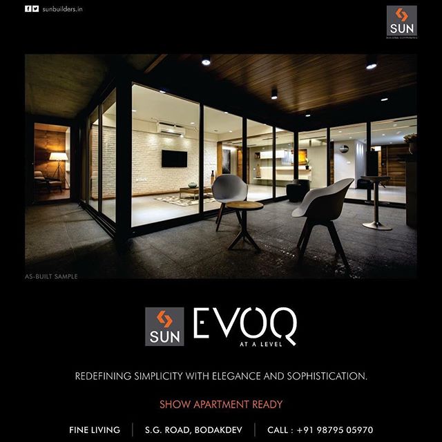 Indulge in the finest of elegance at Sun Evoq.
Show apartment ready!

#sunevoq #fineliving #ahmedabadrealestate #sunbuilders