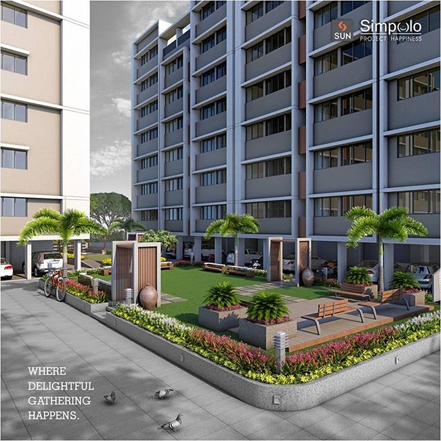 #SunSimpolo, our project happiness, aims to provide you all the joys of living. So, it offers you a well-manicured green campus, where you can make new relations. 
#Sunbuilders #realestate #happiness #AhmedabadHomes.
