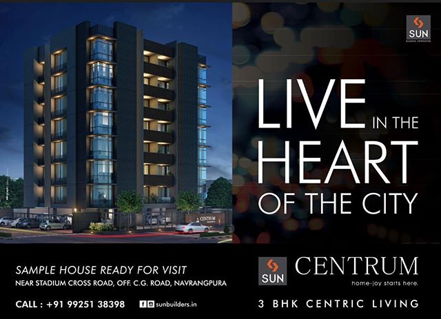 Reside in the heart of the city with the best facilities in your proximity! Visit us to glance though our #SampleHouse. 
#SunCentrum #SunBuilders #RealEstate #Ahmedabad #Navrangpura