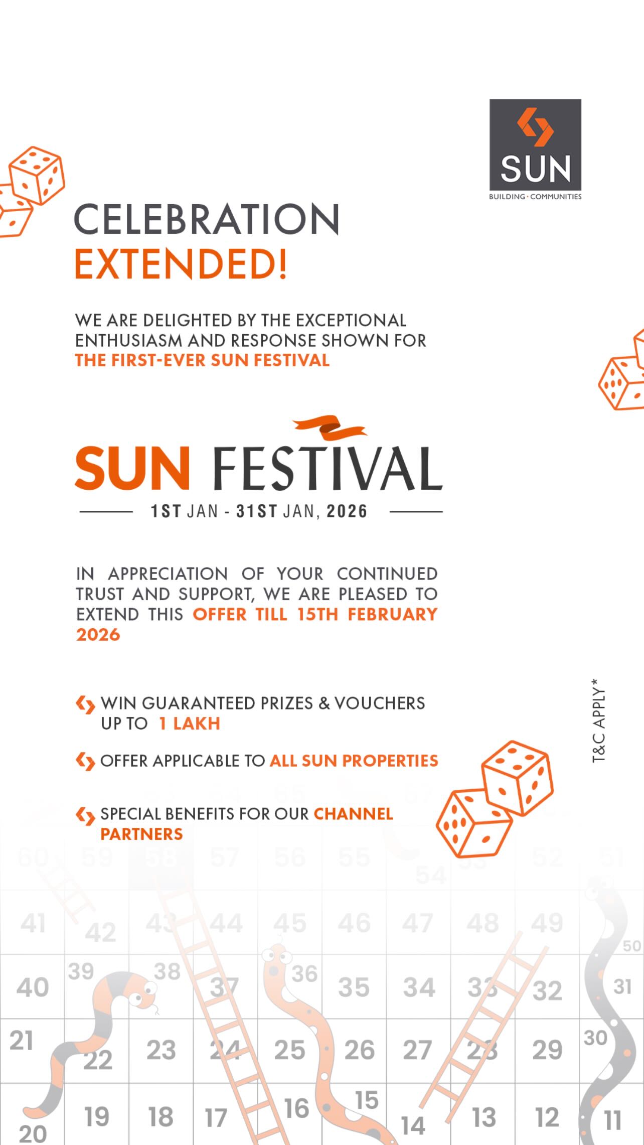 Sun Builders,  SunRisingHomes, FamilyLiving, DurableDesign, QualityHomes, ModernLiving, PrimeLocation, CommunityLiving, SafeAndSecure, UrbanLiving, HarmonyInFoundation