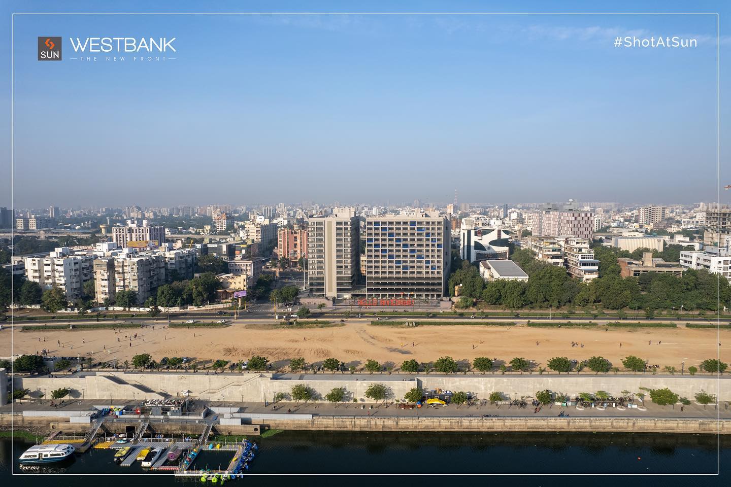 Sun Builders,  SunBuildersGroup, SunBuilders, SunWestBank, ShotAtSun, Commercial, Offices, Retail, AshramRoad, droneshots, aerial, aerialview, RiverFront, PossessionReady, BuildingCommunities, SmartInvestment, RealEstateAhmedabad, helloahmedabad
