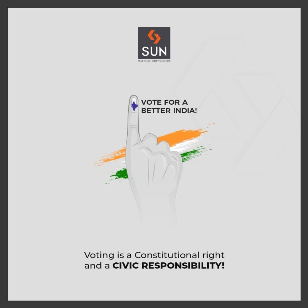 Voting is a Constitutional right and a civic responsibility!

#VoteIndia #GoVote #Election2019 #Vote #SunBuilders #RealEstate #Ahmedabad #RealEstateGujarat #Gujarat