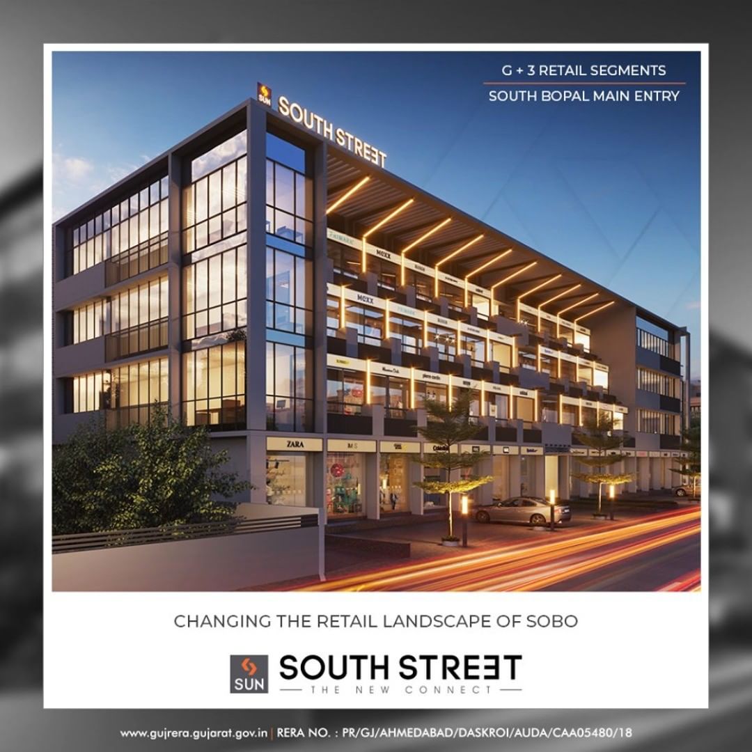 Sun South Street is the new connect of retail segments coming up at South Bopal!

#SunSouthStreet #SouthBopal #SunBuildersGroup #Ahmedabad #Gujarat