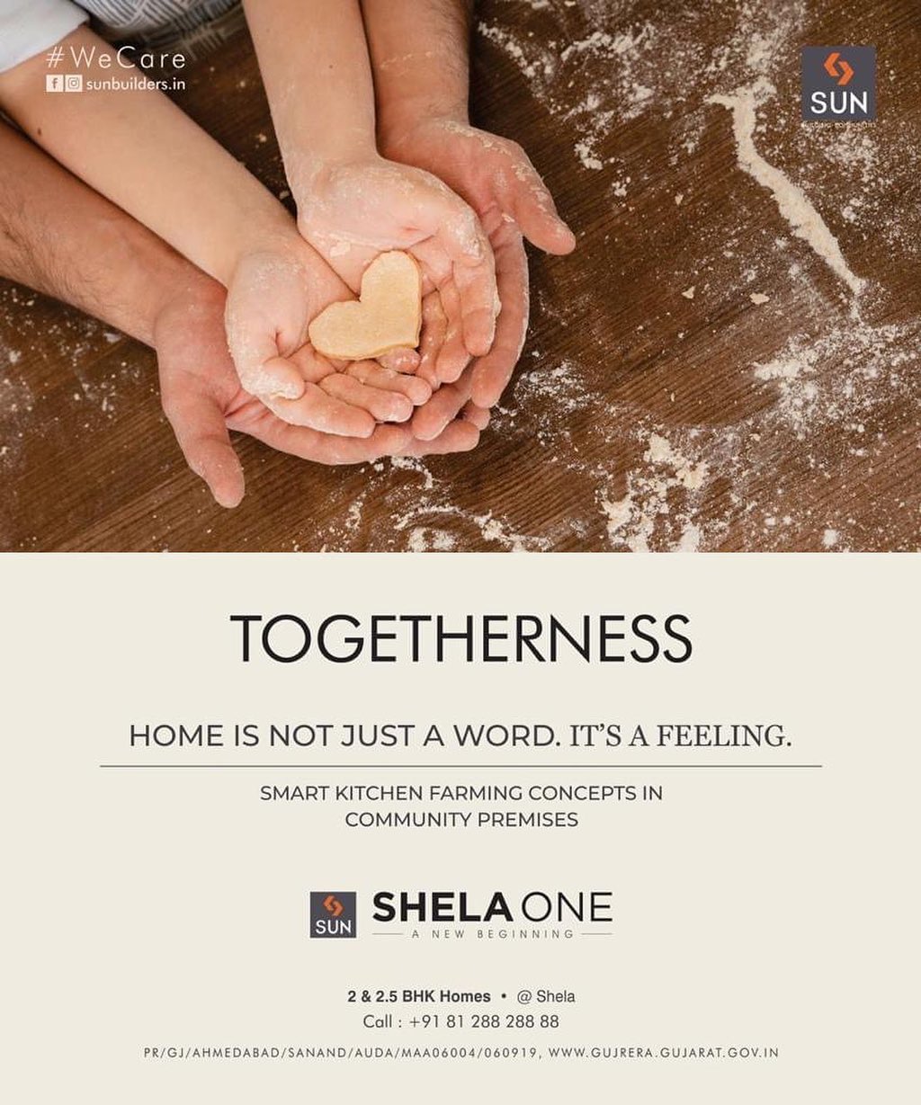Nearly 4 decades of trust, quality construction, ethical practice and commitment is what you get with Us. 
Sun Shela One, 2 & 2.5 BHK apartments favorably located with all amenities within close proximity ensuring all your necessities are within easy reach. Well planned & designed aesthetically, you can rest assured of creating the best memories.

For Details Call +91 987932061

#retail #apartments #shela #budgethomes #2bhk #safeinvestment #qualityconstruction #ethics #realestateahmedabad #sunbuildersgroup #staysafe #wecare