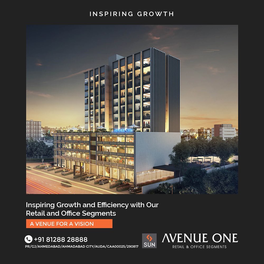 There’s always Room for Improvement and we are providing Flexible Spaces having room for Optimum Spaces that suit your needs so that you can Work in Satisfaction. Providing 4 Storeys of Engaging Retail and 9 levels of multiple configurations of Office Segments to Ensure more Efficiency.

#SunAvenueOne #Ahmedabad #SunBuildersGroup #Gujarat #RealEstate #SunBuilders #Manekbaug #Offices #Commercial #Retail