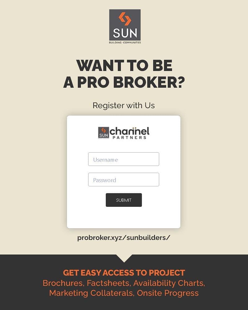 All the Channel Partners out there, this is a great opportunity for you to strengthen your bond with us by getting premium access to all our Projects. 

Be a Pro Broker to get fast and easy access to Sun Builders Group’s Project Brochures, Factsheets, Availability Charts, Marketing Collaterals and Onsite Progress.

What are you waiting for?
Register today on the link:
https://probroker.xyz/sunbuilders/signup.php
(Link in the Bio)

#ProBrokers #ChannelPartners #Brokers #SunBuildersBrokers #SunBuildersGroup #SunBuilders #RealEstate #Ahmedabad #RealEstateGujarat #Gujarat