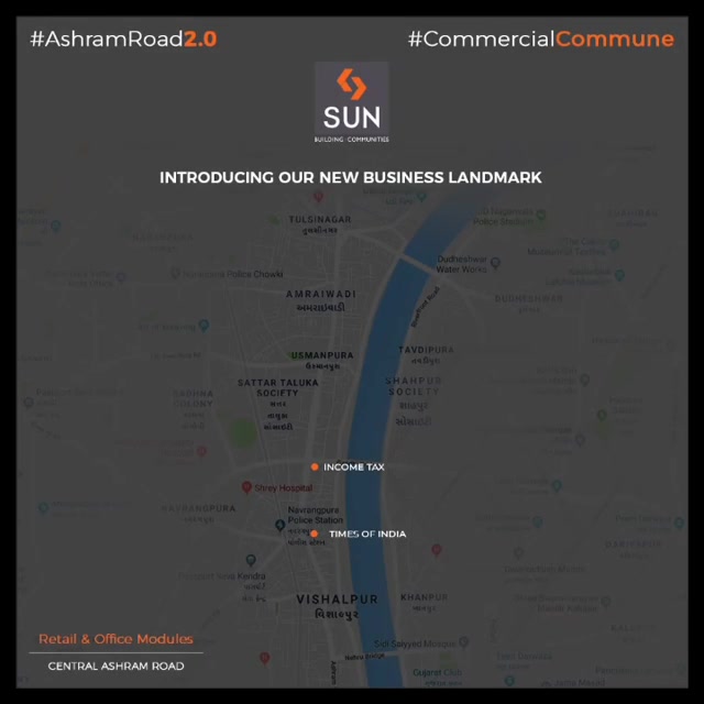A new business landmark at a noteworthy location.

#SunBuilders #RealEstate #WestBank #SunWestBank #Ahmedabad #Gujarat #SunBuildersGroup #AshramRoad2point0 #commercialcommune #ComingSoon #NewProject