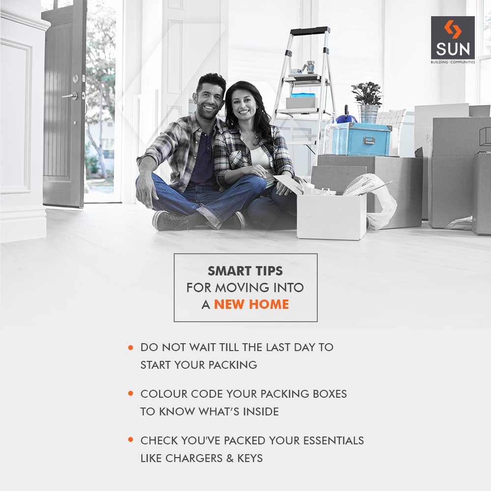 Moving into a new home makes easier with our smart tips

#SunBuildersGroup #RealEstate #SunBuilders #Ahmedabad #Gujarat https://t.co/tPBkWrzBst