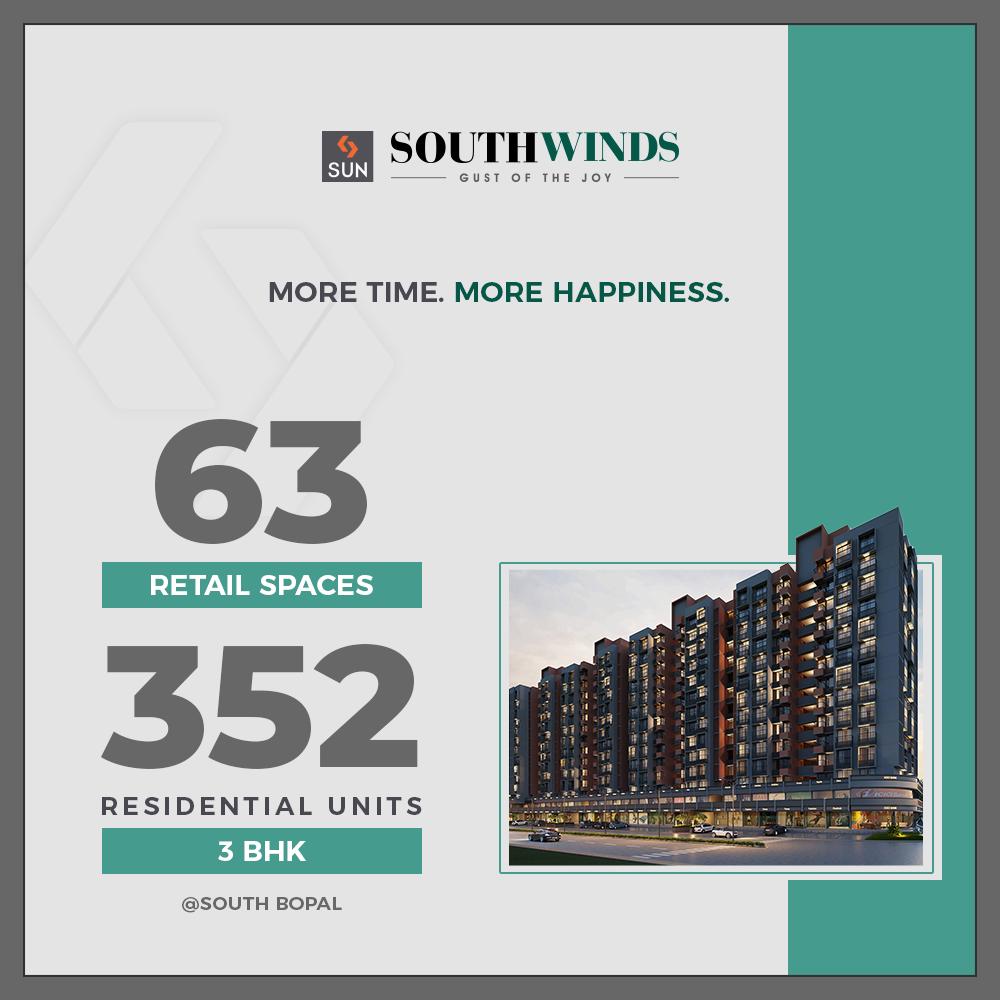 #SunSouthwinds at South Bopal offers 63 retail spaces & 352 residential units that makes for a convenient investment in quality living!

#SunBuilders #JourneyOfPastYear #RealEstate #ProgressiveSpaces #Ahmedabad #Gujarat https://t.co/fhXTU1fbhr
