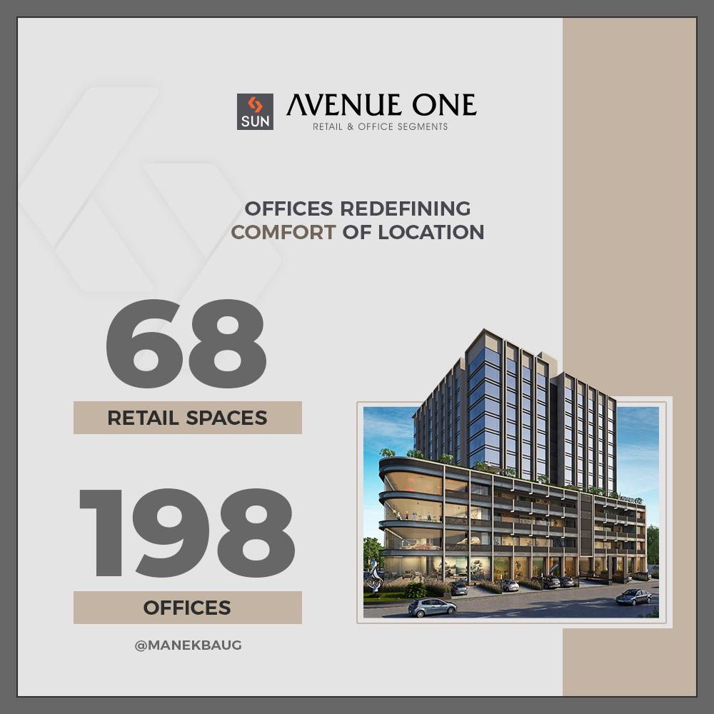 #SunAvenueOne at Manekbaug offers 68 retail spaces & 198 offices that makes for a convenient investment for your business work space!

#SunBuilders #JourneyOfPastYear #RealEstate #ProgressiveSpaces #Ahmedabad #Gujarat https://t.co/otr3ihVrlE