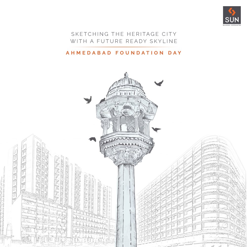 Sketching the heritage city with a future ready skyline.

#HappyBirthdayAhmedabad #AhmedabadFoundationDay #AhmedabadFoundationDay2021 #AhmedabadSthapanaDivas #SunBuildersGroup #SunBuilders #RealEstate #Ahmedabad #RealEstateGujarat #Gujarat https://t.co/A6QbUaCSi6