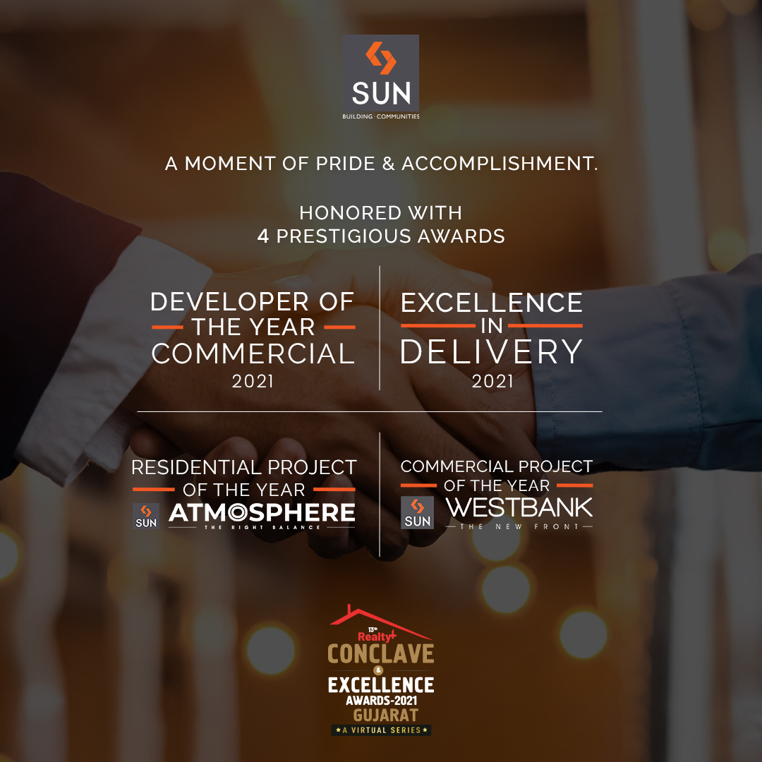 It's a Pleasure to announce that we WON:
1) Developer of the Year, Commercial - Sun Builders Group
2) Commercial Project of the Year - Sun WestBank
3) Residential Project of the Year - Sun Atmosphere 
4) Excellence in Delivery - Sun Builders Group
#SunBuildersGroup #SunBuilders https://t.co/yQMWtIJzKy