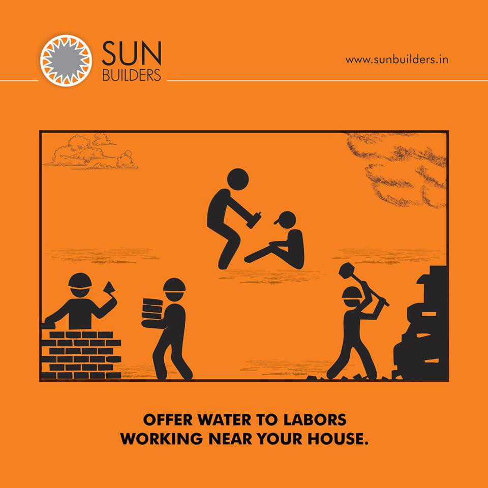 While we are in AC offices, labors work in the scorching heat of the sun. Offer them water & satisfy their thirst. http://t.co/cHwh41CJRL